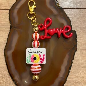Red and Gold Love Keychain